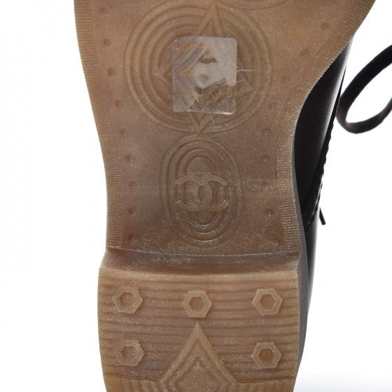 Chanel Calfskin Short Lace Up Boots 39 Brown 8 of 10