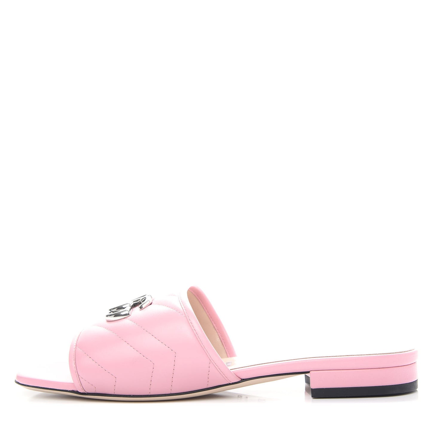 Nappa Matelasse GG Marmont Flat Slide Sandals 37.5 Wild Rose