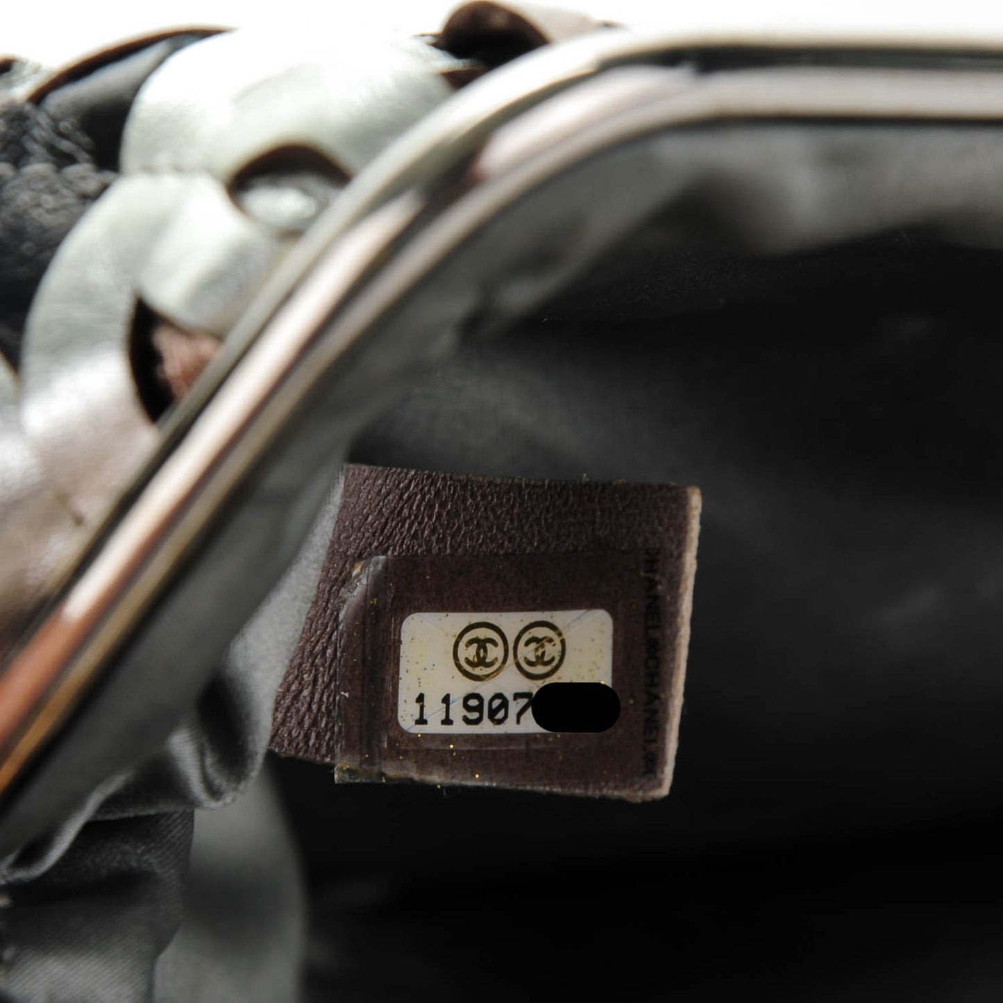 Crackled Calfskin CC Mix Frame Clutch Bronze