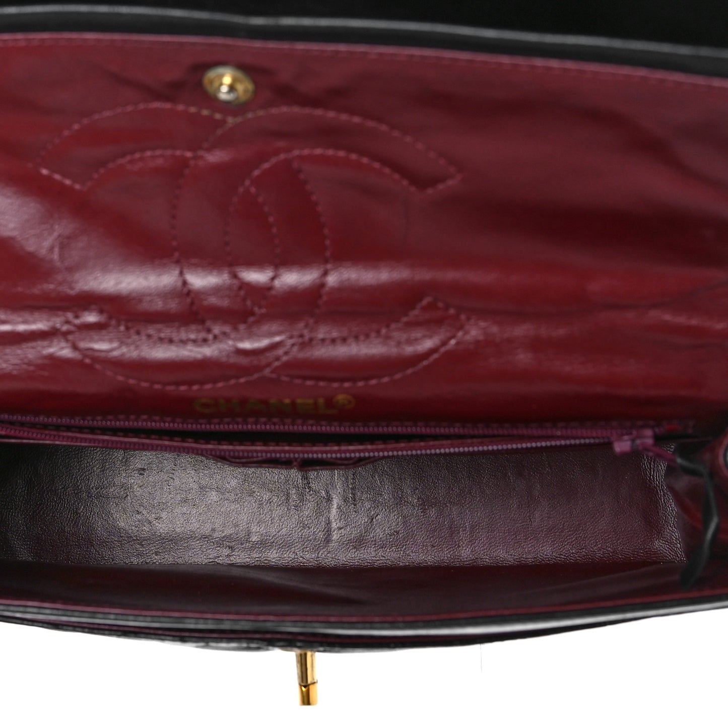 Lambskin Quilted Medium Double Flap Bag Black