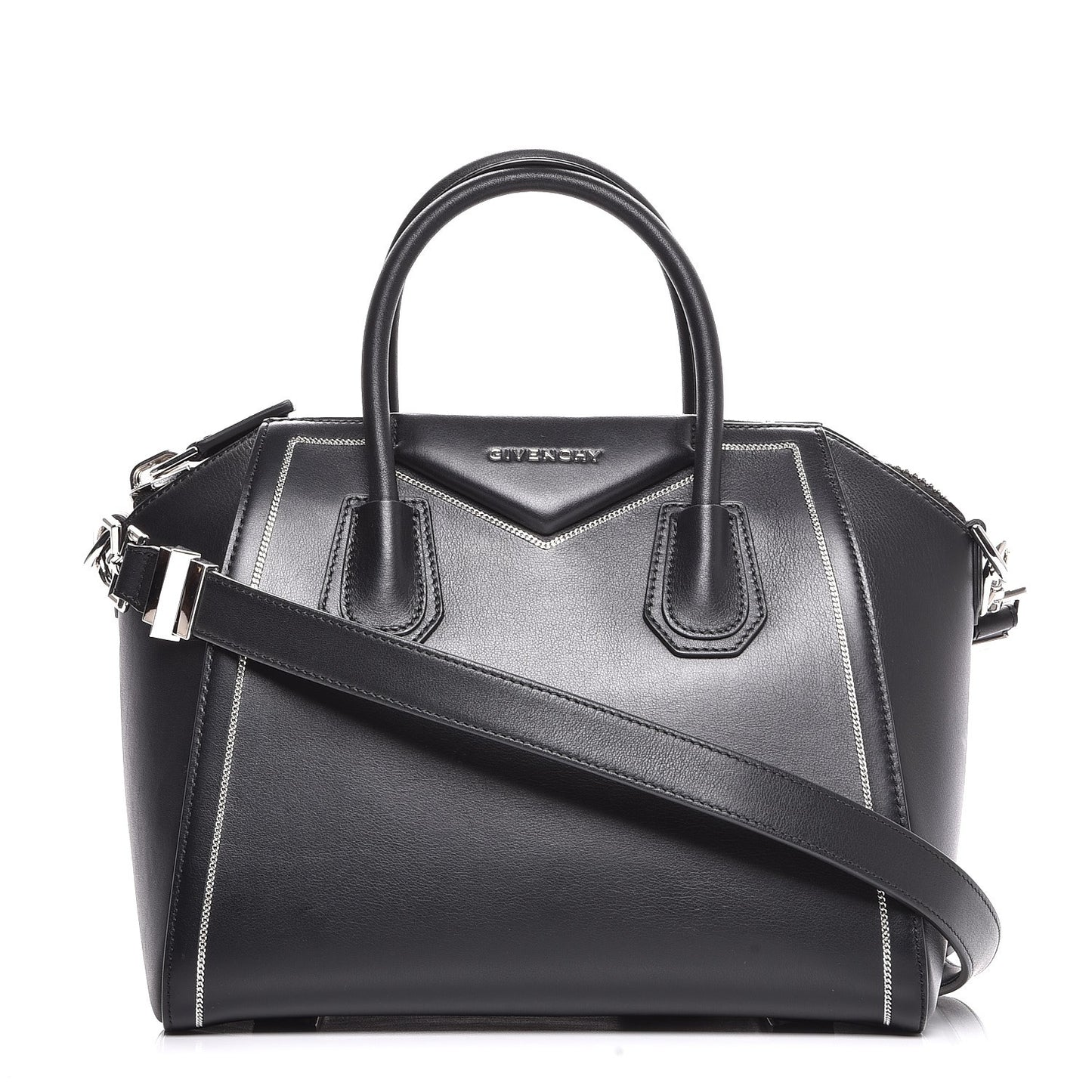 Buffed Calfskin Small Chain Antigona Black