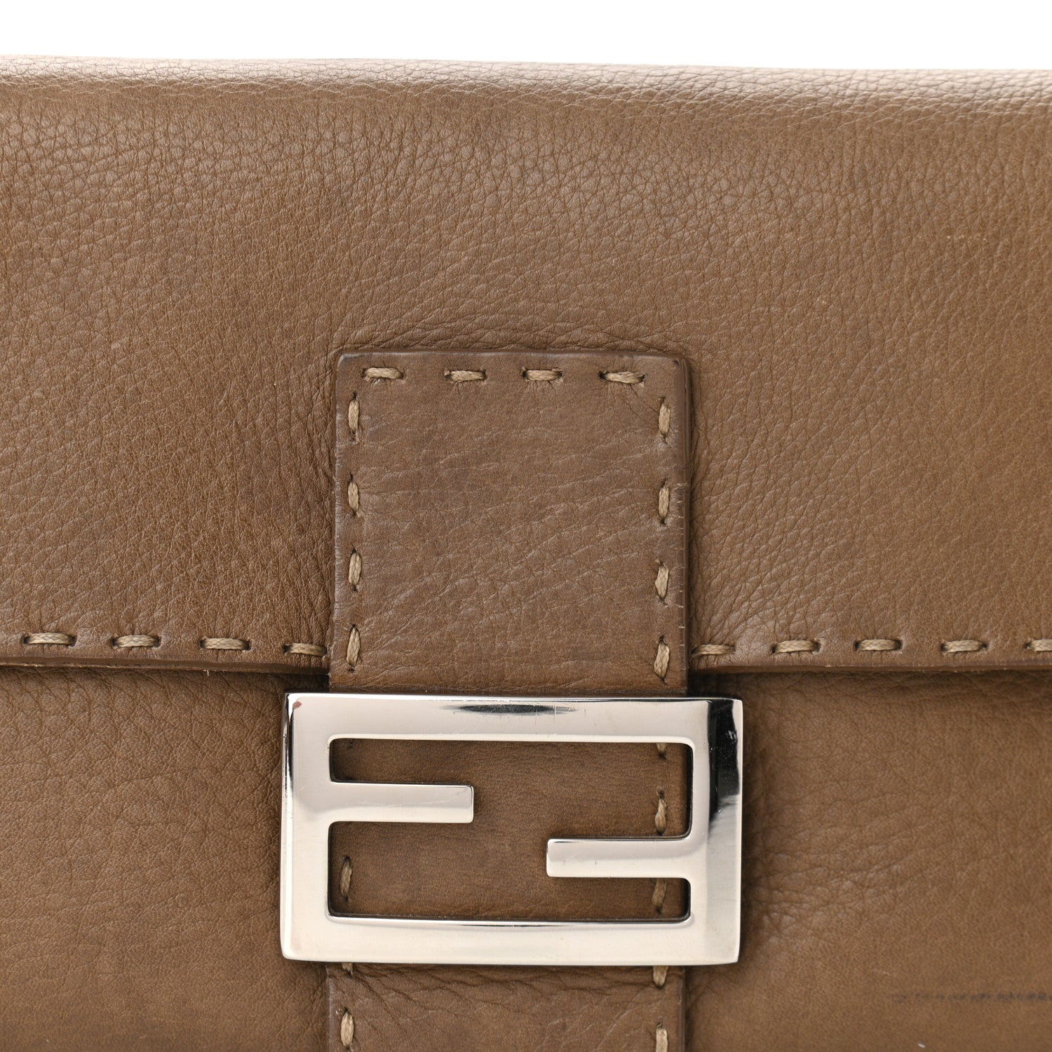 Fendi Calfskin Romano Selleria Baguette Brown 7 of 14