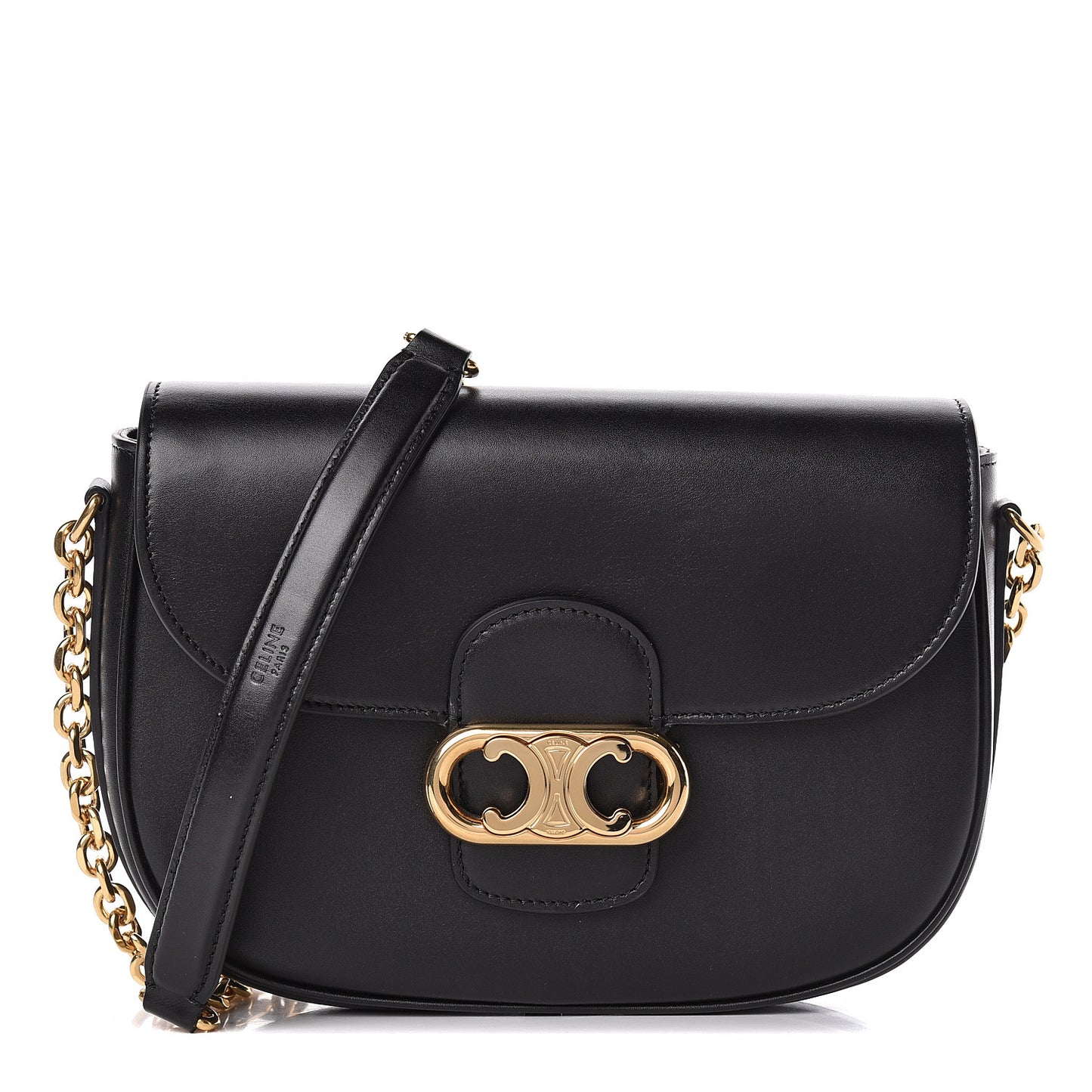 Shiny Calfskin Medium Chain Maillon Triomphe Black