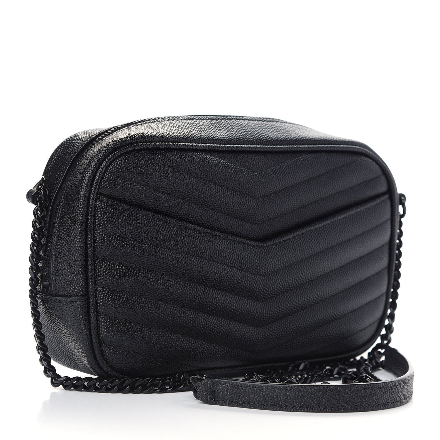 Saint Laurent Grain De Poudre Matelasse Monogram Mini Lou Camera Bag Black 2 of 8