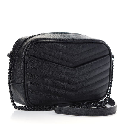 Saint Laurent Grain De Poudre Matelasse Monogram Mini Lou Camera Bag Black 2 of 8