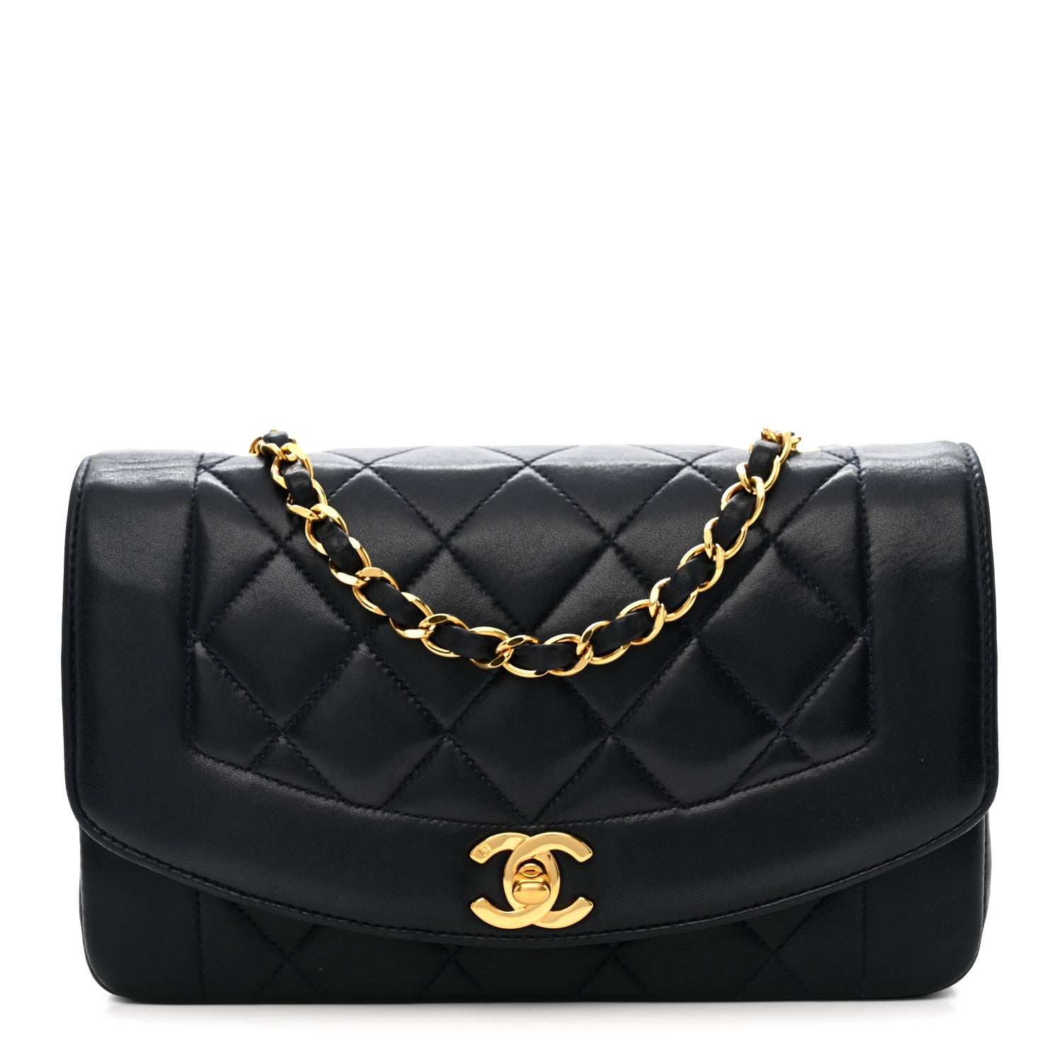Chanel Lambskin Quilted Small Single Flap Navy 1 of 11