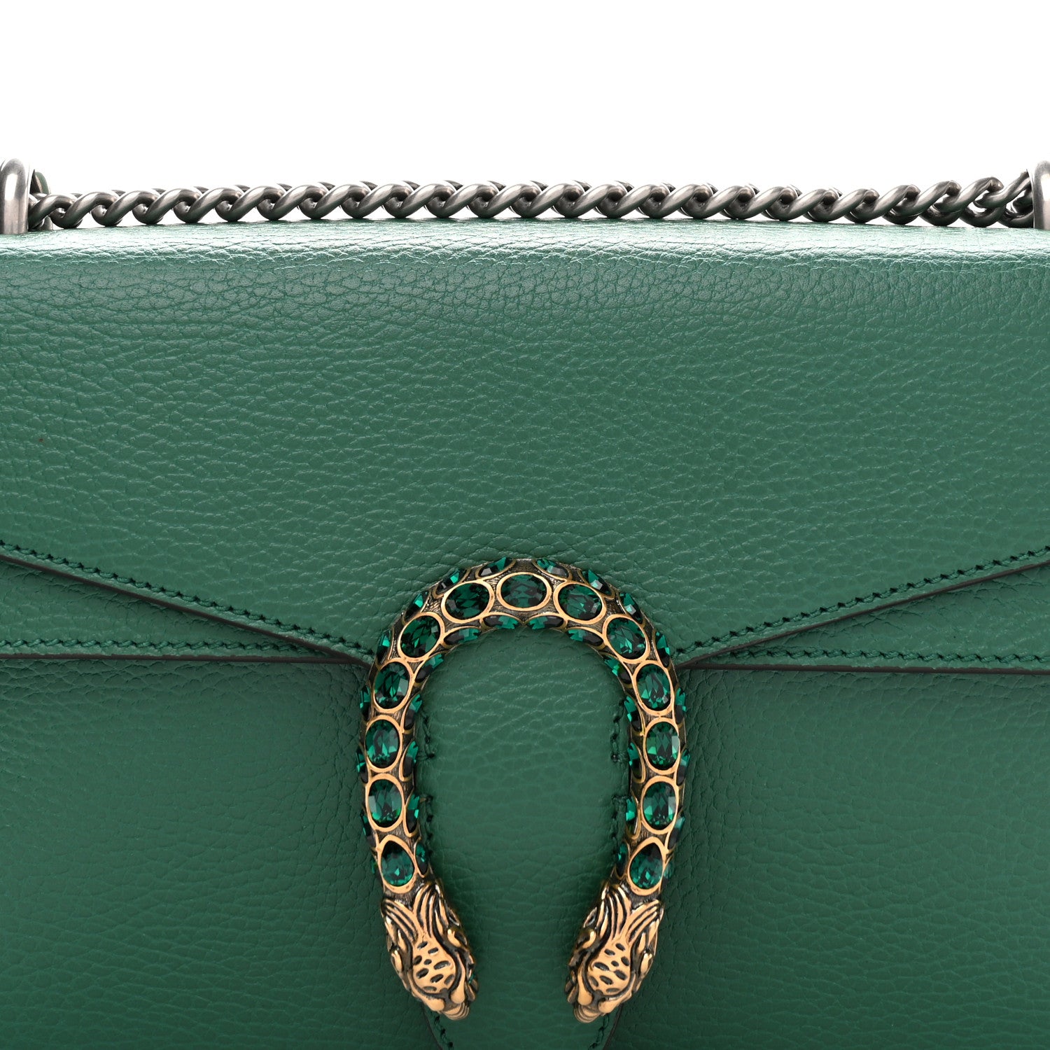 Gucci Pebbled Calfskin Small Dionysus Shoulder Bag Emerald 9 of 12
