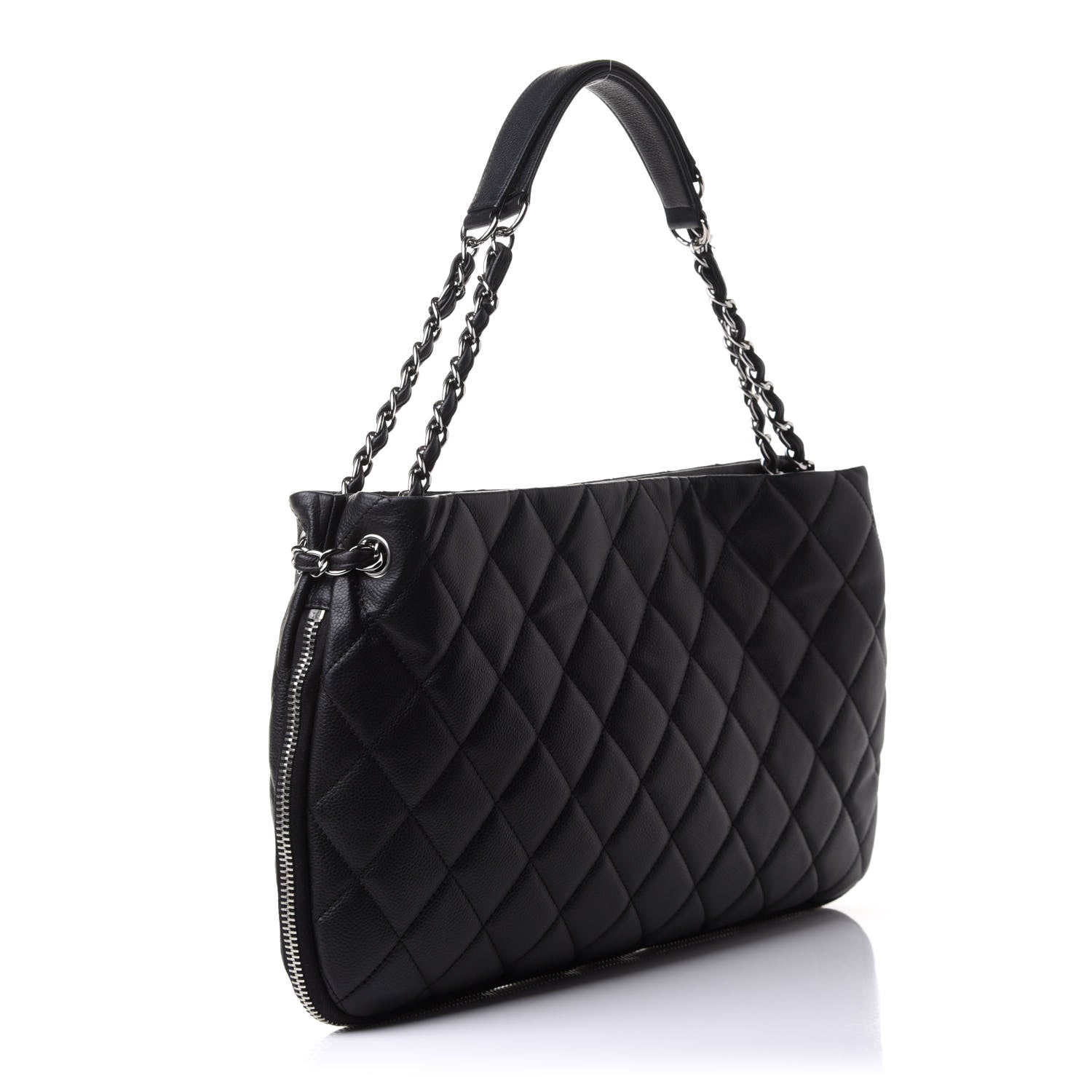 Chanel Caviar Quilted Expandable Zip Shoulder Bag Black 2 of 10