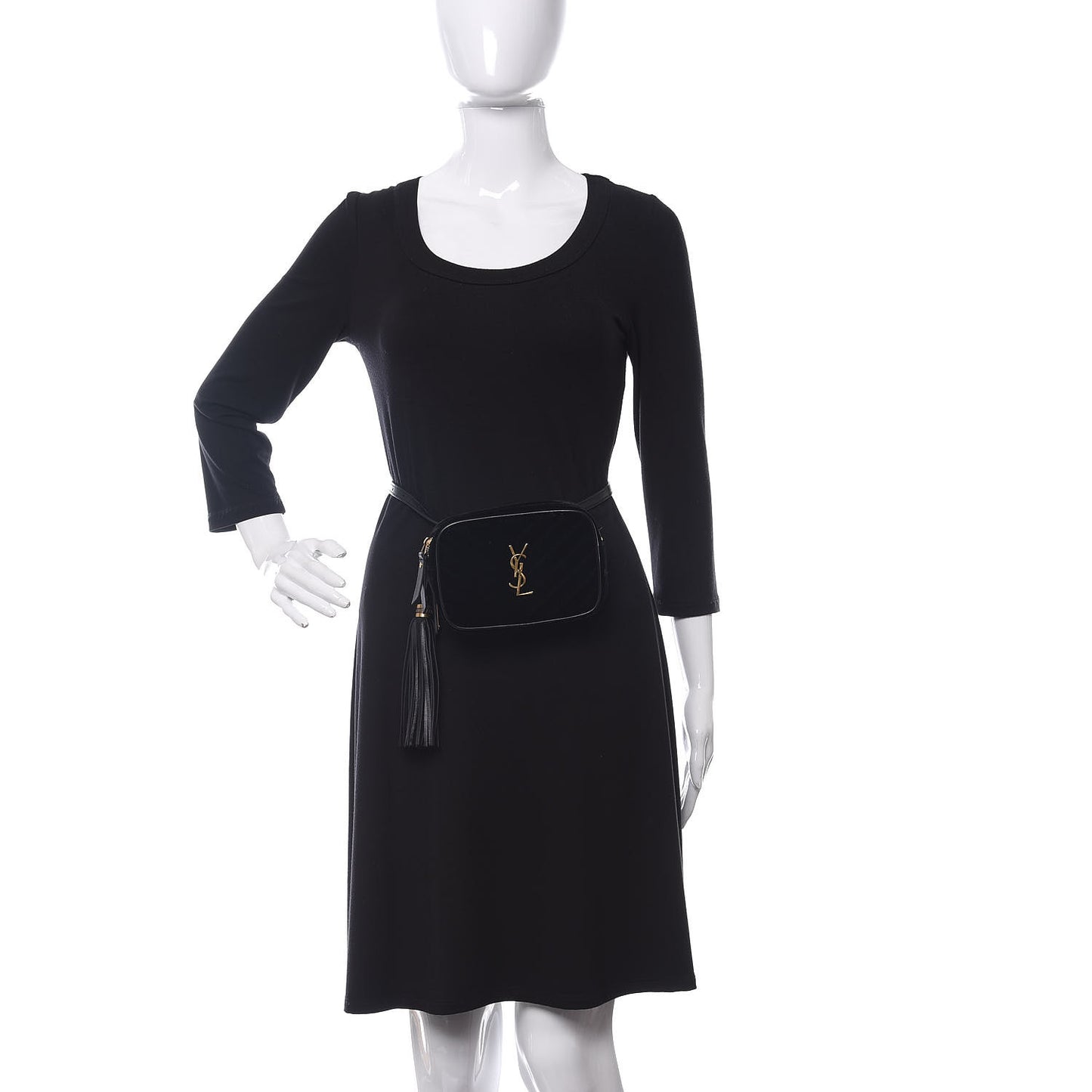 Velour Matelasse Monogram Lou Belt Bag Black