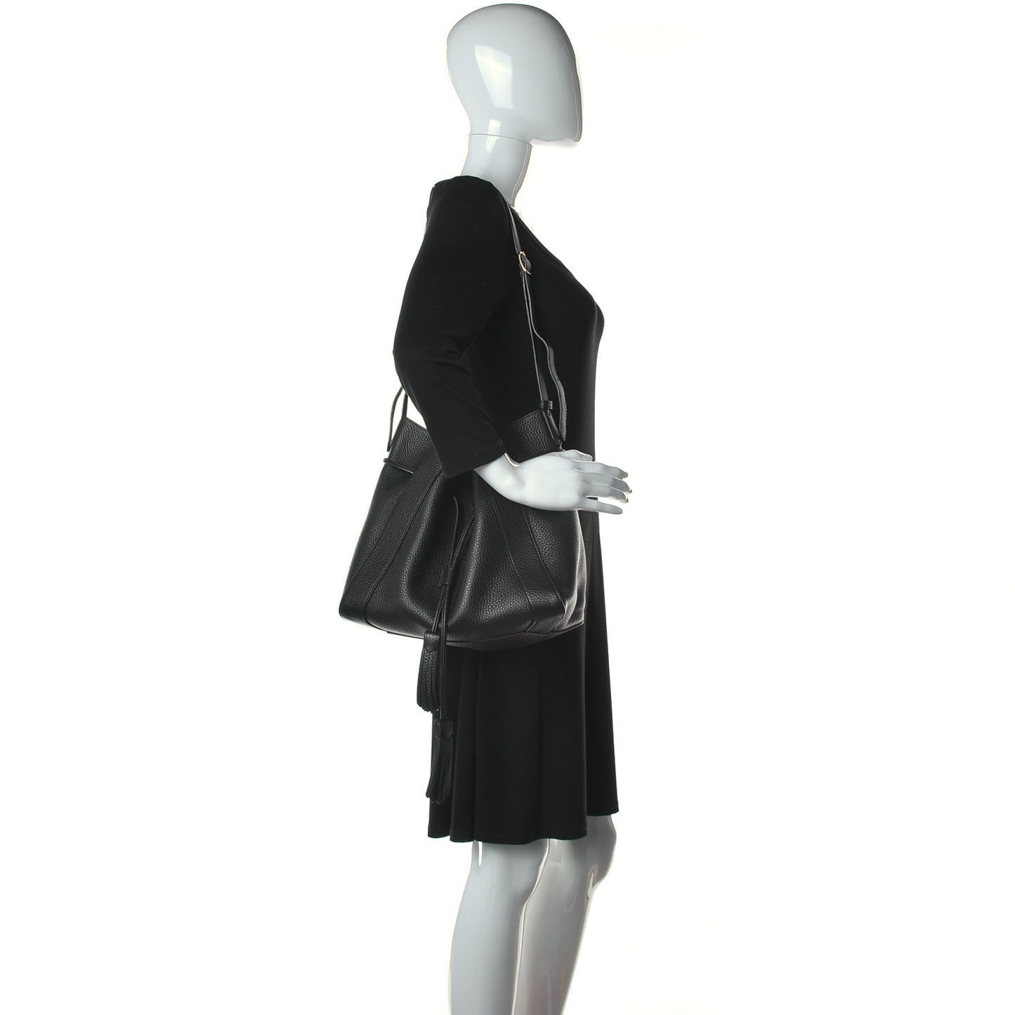 Heavy Grain Calfskin Small Millie Tote Black