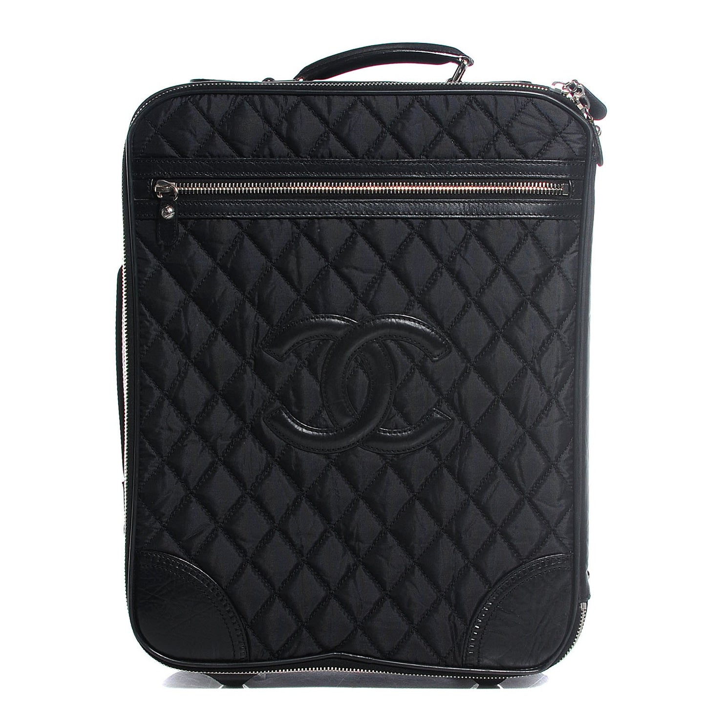 Toile Calfskin Quilted Paris New York Trolley Black
