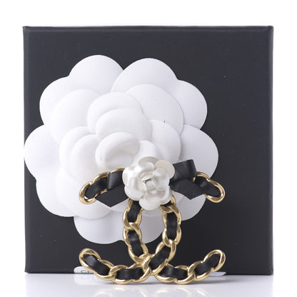 Chanel Metal Calfskin Chain 90's Camellia Brooch Black Gold 5 of 5