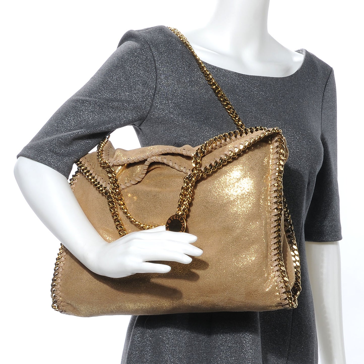Faux Leather Shaggy Deer Falabella Small Gold