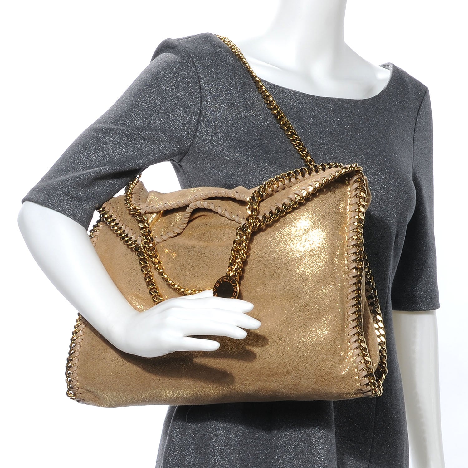 Stella McCartney Faux Leather Shaggy Deer Falabella Small Gold 2 of 6