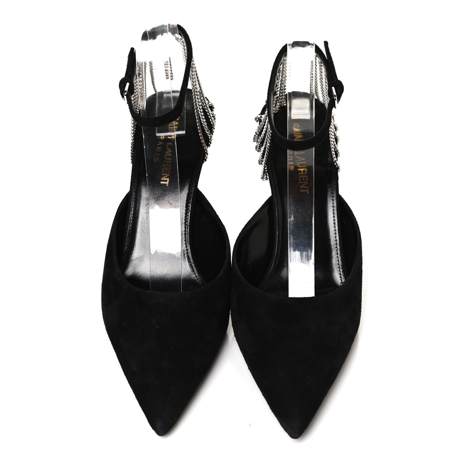Saint Laurent Suede Chain Trim Pumps 37.5 Black 5 of 12