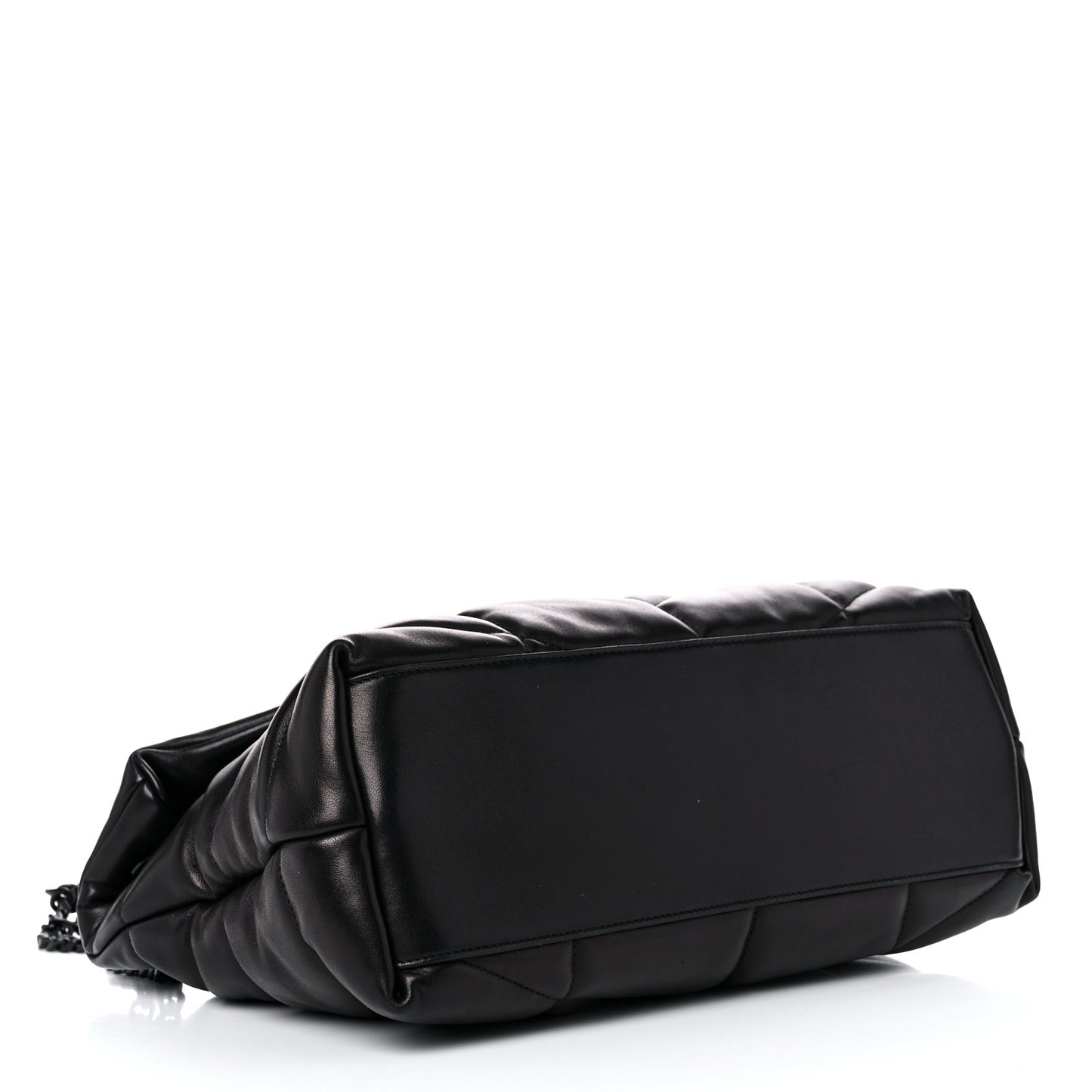 Lambskin Quilted Medium Loulou Puffer Monogram Chain Satchel Black