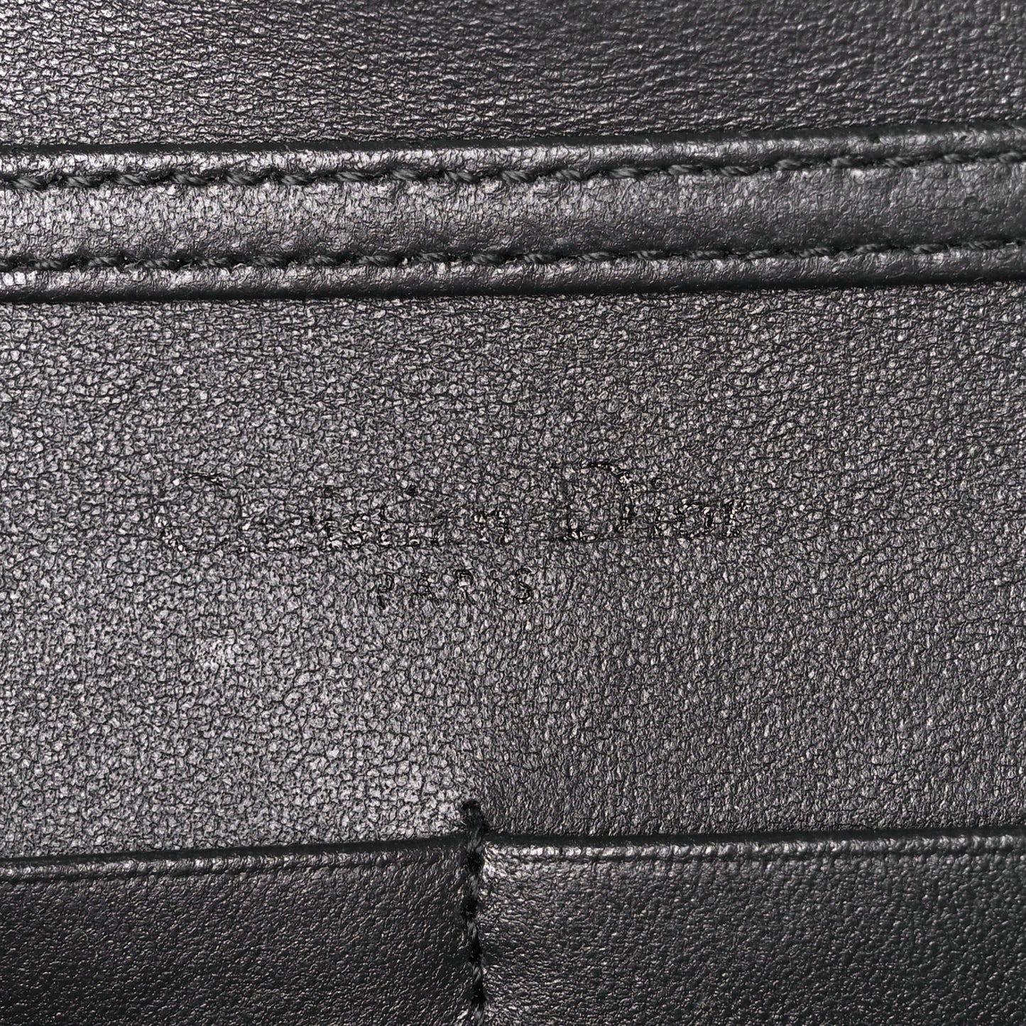 Metallic Patent Micro-Cannage Diorama Wallet on Chain Pouch Onyx Black
