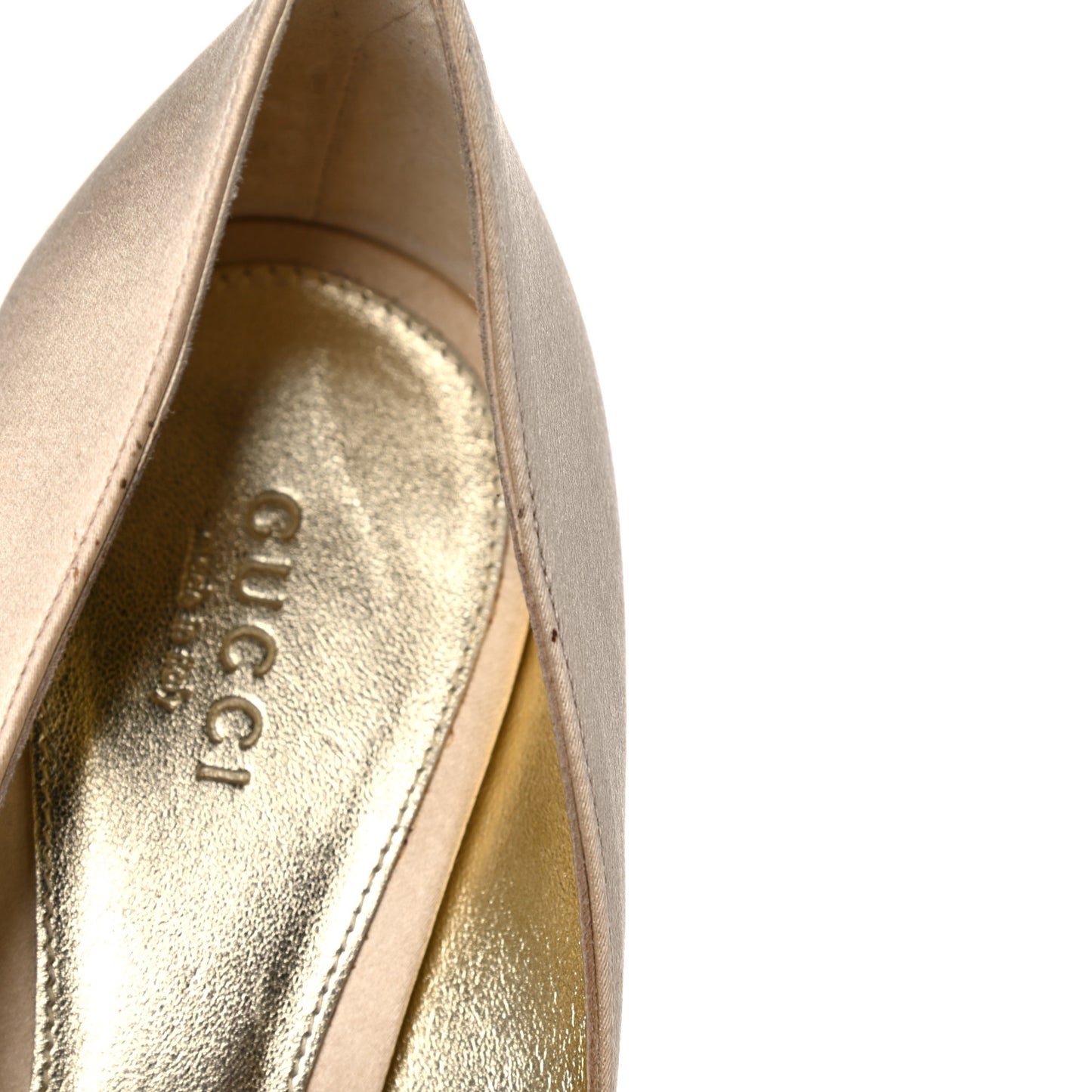 Satin Crystal Peep Toe Pumps 8 Champagne