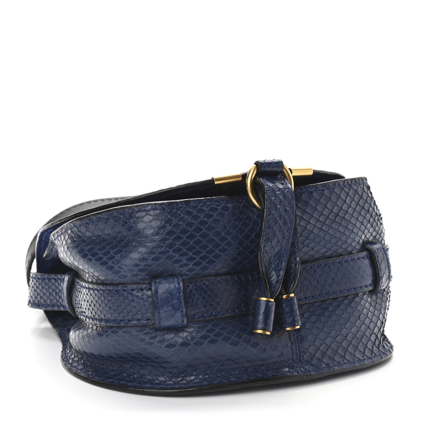 Python Mini Marcie Round Crossbody Bag Blue Velvet
