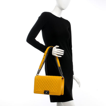 Chanel Lambskin Quilted New Medium Boy Flap Yellow 3 of 8