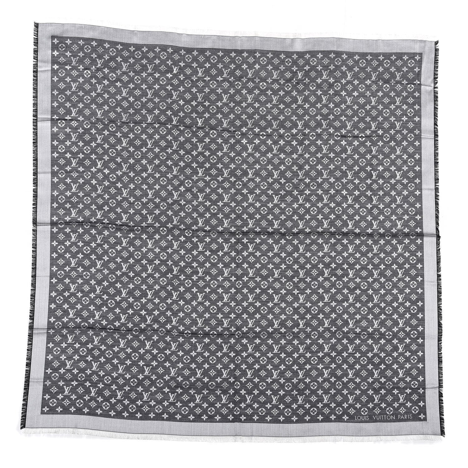 Louis Vuitton Wool Silk Monogram Denim Shawl Black 1 of 3
