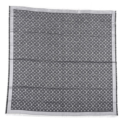 Louis Vuitton Wool Silk Monogram Denim Shawl Black 1 of 3