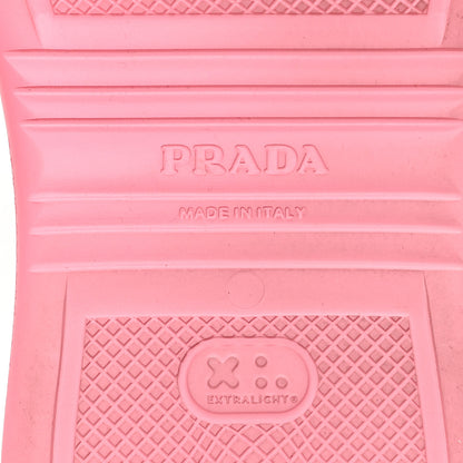 Prada Soft Mellow Rubber Triangle Logo Embossed Womens 25mm Mules 38 Begonia 7 of 10