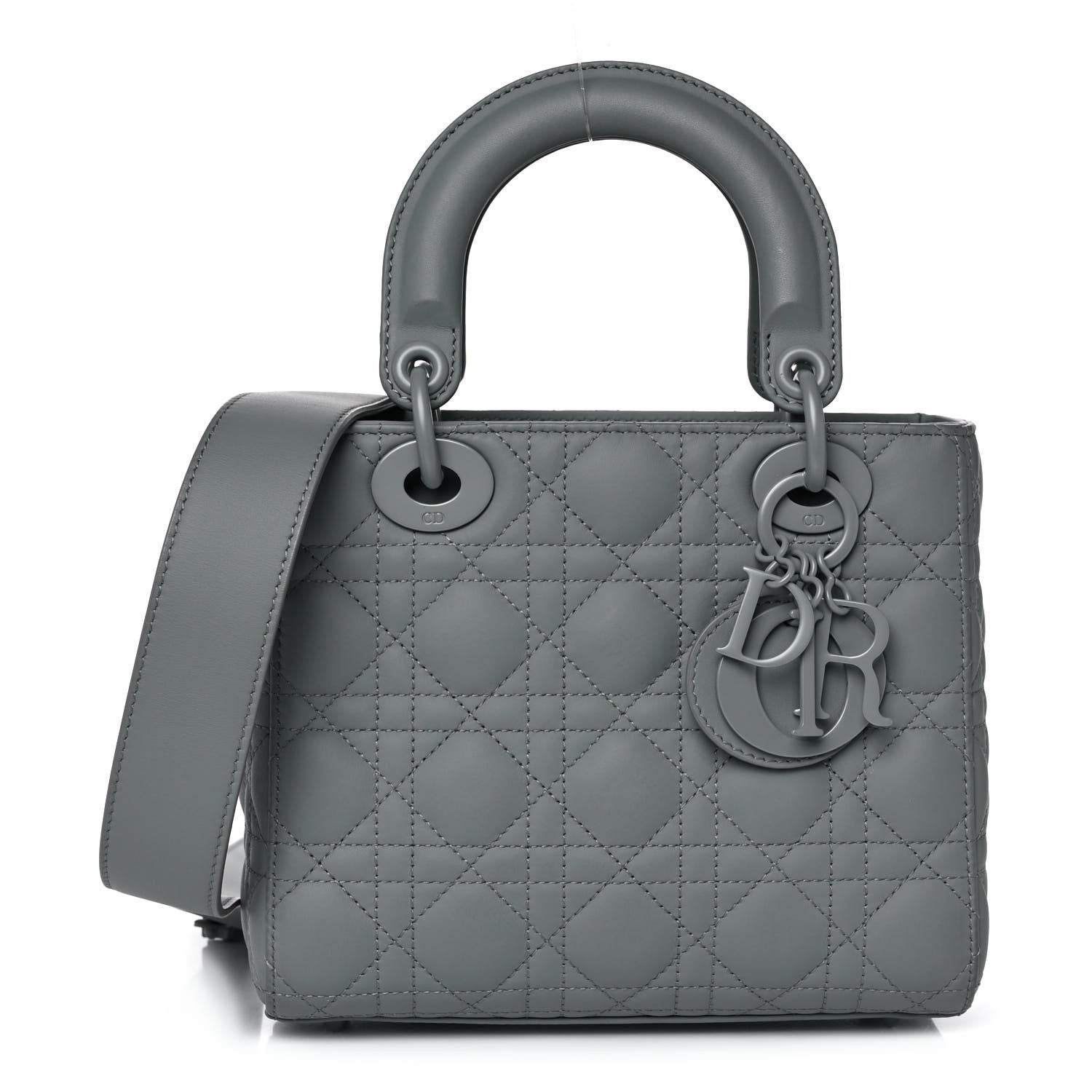 Christian Dior Ultra Matte Calfskin Cannage Small My ABCDior Lady Dior Grey Stone 1 of 16