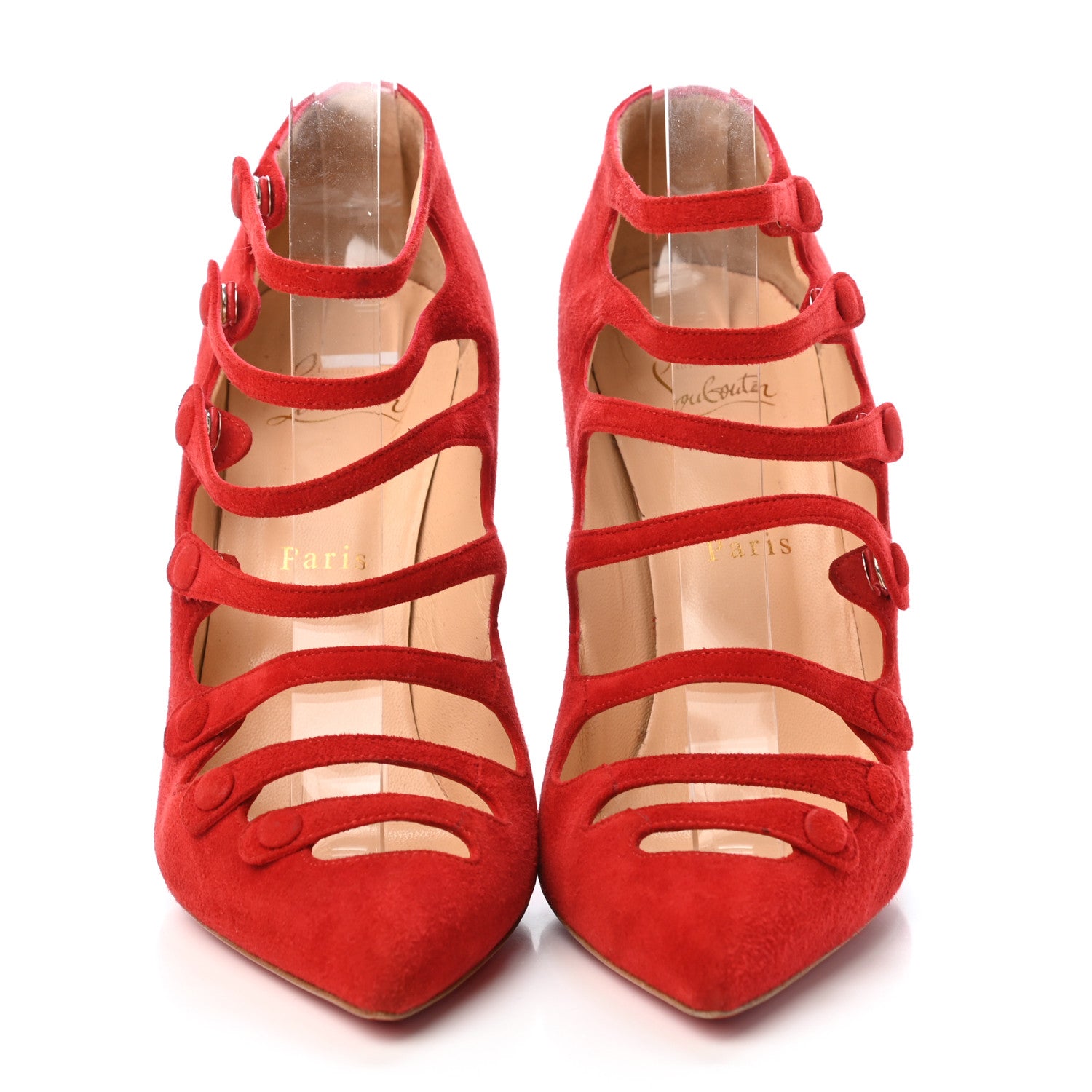 Christian Louboutin Suede Viennana 100 Strappy Booties 40 Rouge De Mars 2 of 4
