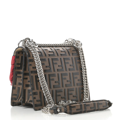 Fendi Vitello Shiny Nappa Bi-Color FF 1974 Lace Up Bow Embossed Small Kan I Shoulder Bag Maya Black Fragola 4 of 21