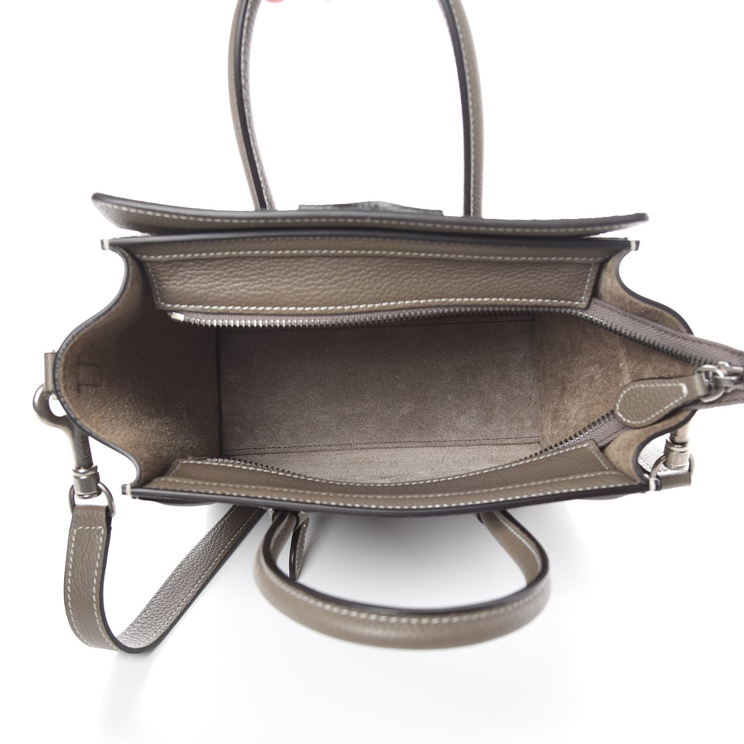 Celine Drummed Calfskin Nano Luggage Souris 6 of 11