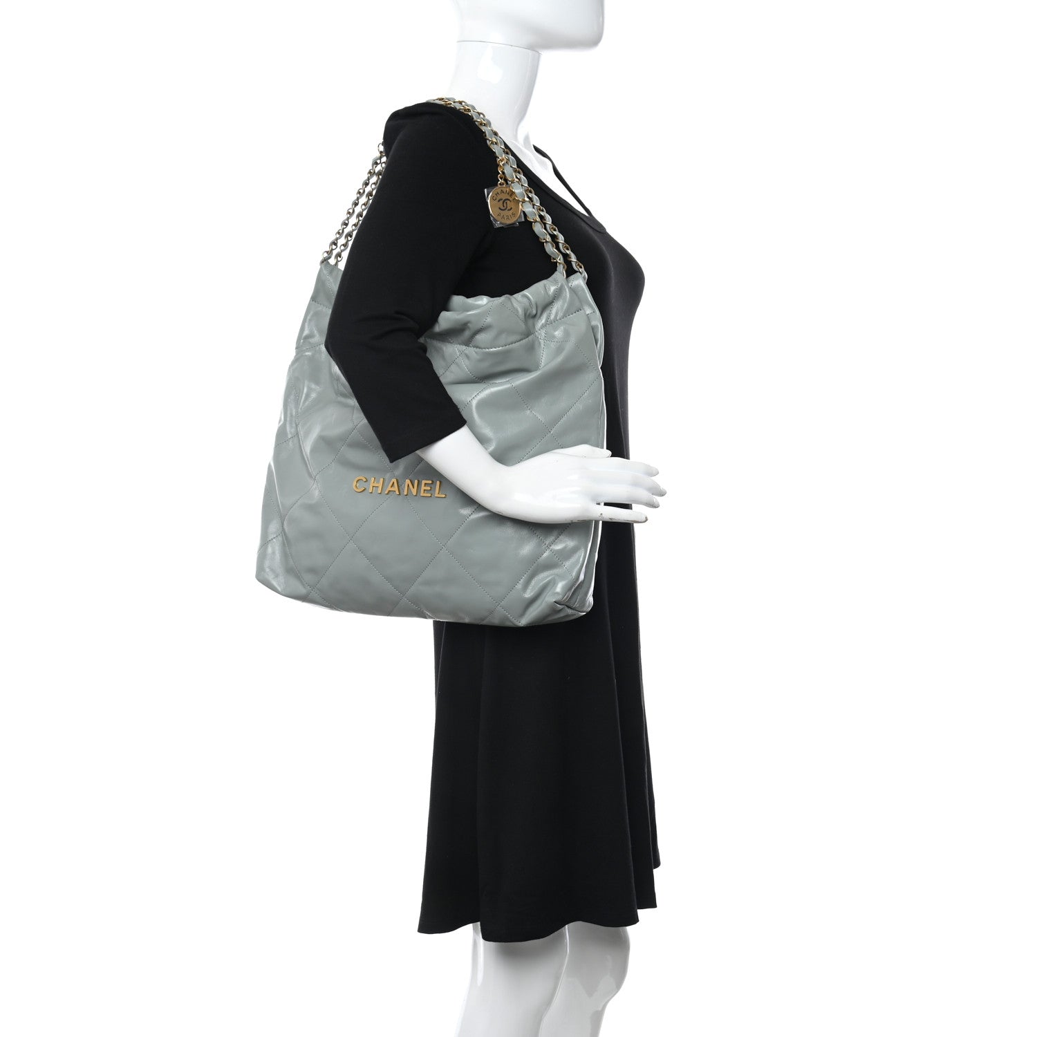Chanel Shiny Calfskin Quilted Chanel 22 Light Blue 2 of 11