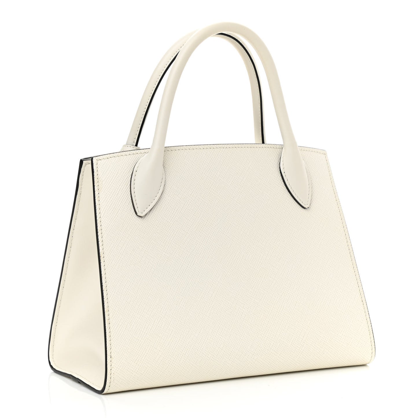 Saffiano Cuir Calfskin Small Monochrome Top Handle Tote White