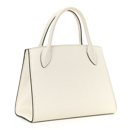 Prada Saffiano Cuir Calfskin Small Monochrome Top Handle Tote White 2 of 6