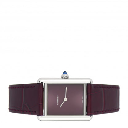 Cartier Stainless Steel Alligator 25mm Tank Must De Cartier Watch Burgundy 2 of 5