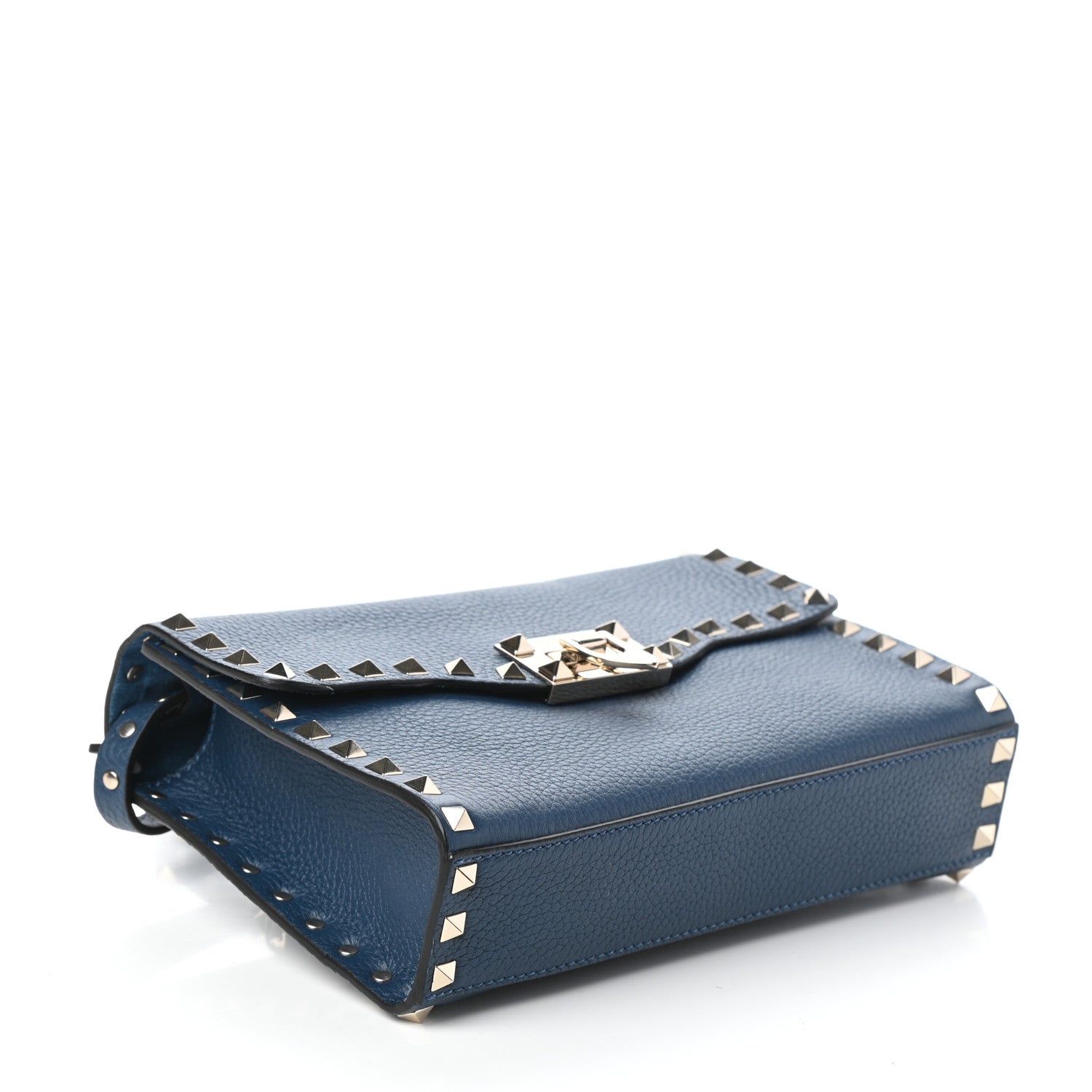 Valentino Garavani Pebbled Calfskin Medium Rockstud Flip Lock Crossbody Bag Peacock 2 of 7