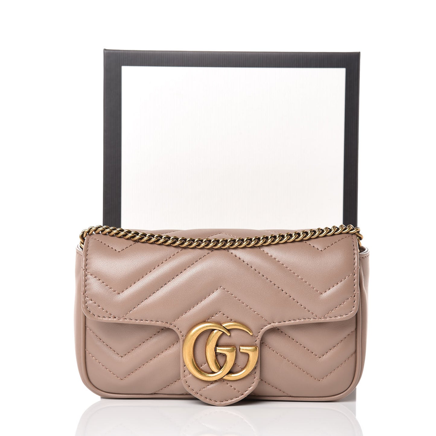 Calfskin Matelasse Super Mini GG Marmont Shoulder Bag Porcelain Rose