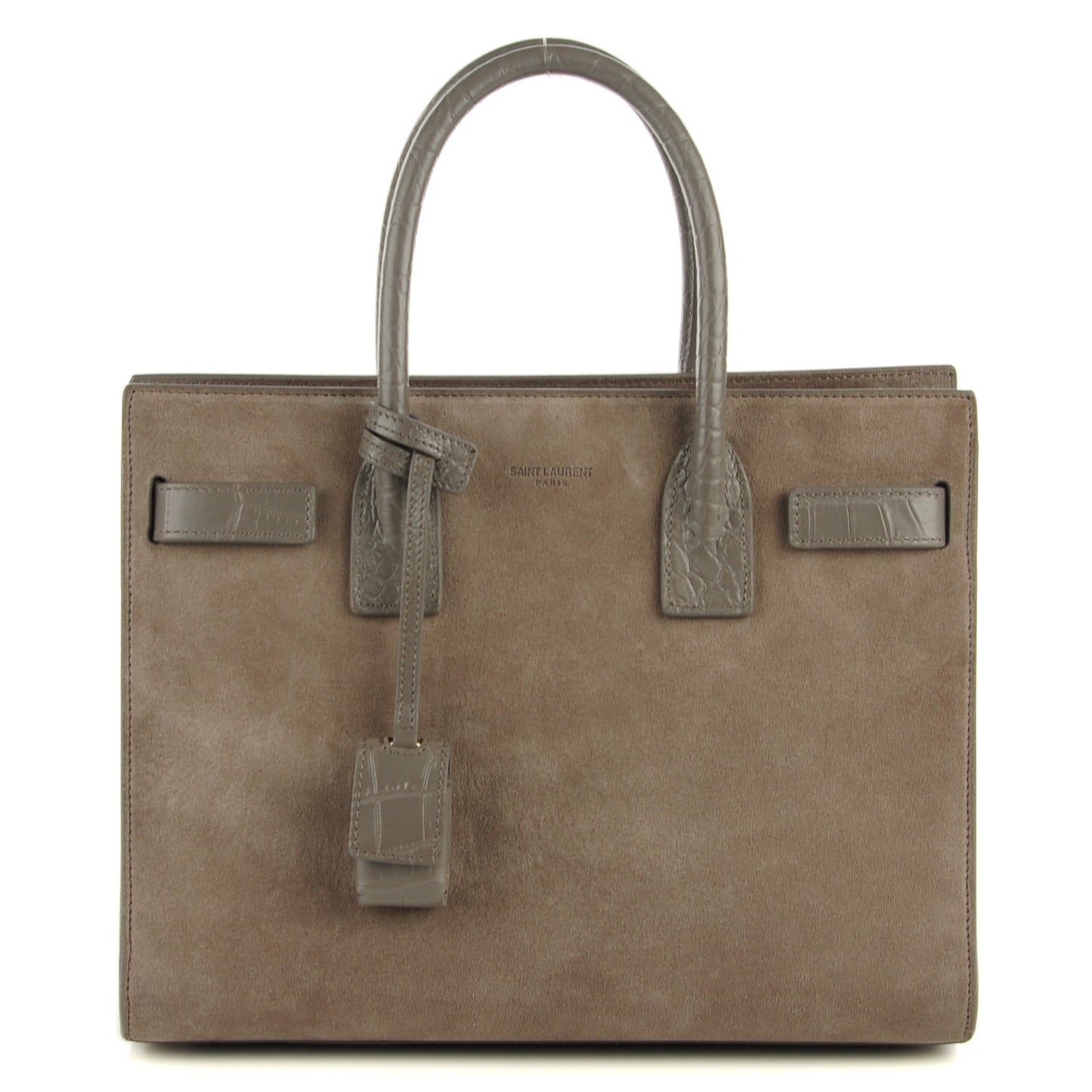 Suede Crocodile Embossed Baby Sac De Jour Fog
