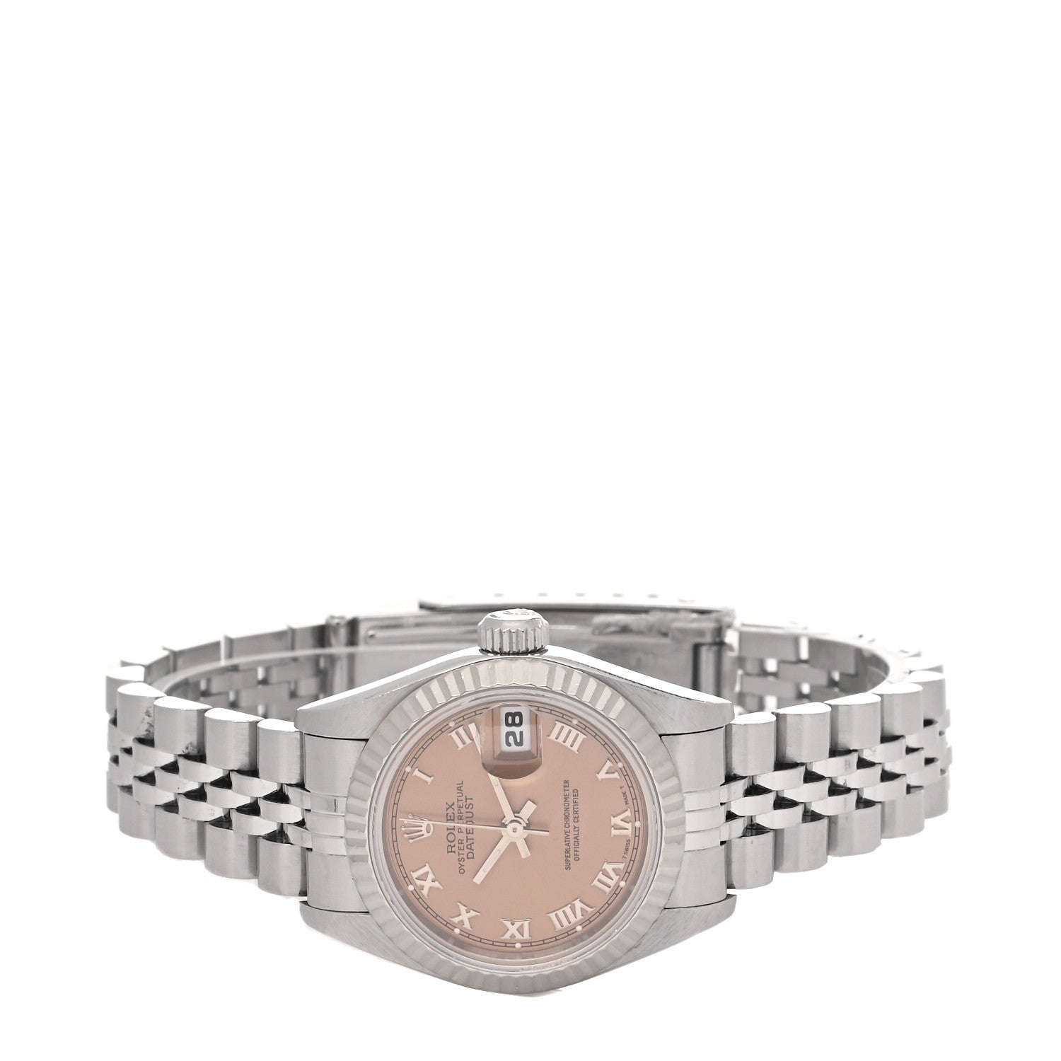 Rolex Stainless Steel 18K White Gold 26mm Oyster Perpetual Datejust Watch Pink Roman 69174 2 of 4