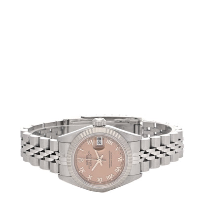 Rolex Stainless Steel 18K White Gold 26mm Oyster Perpetual Datejust Watch Pink Roman 69174 2 of 4