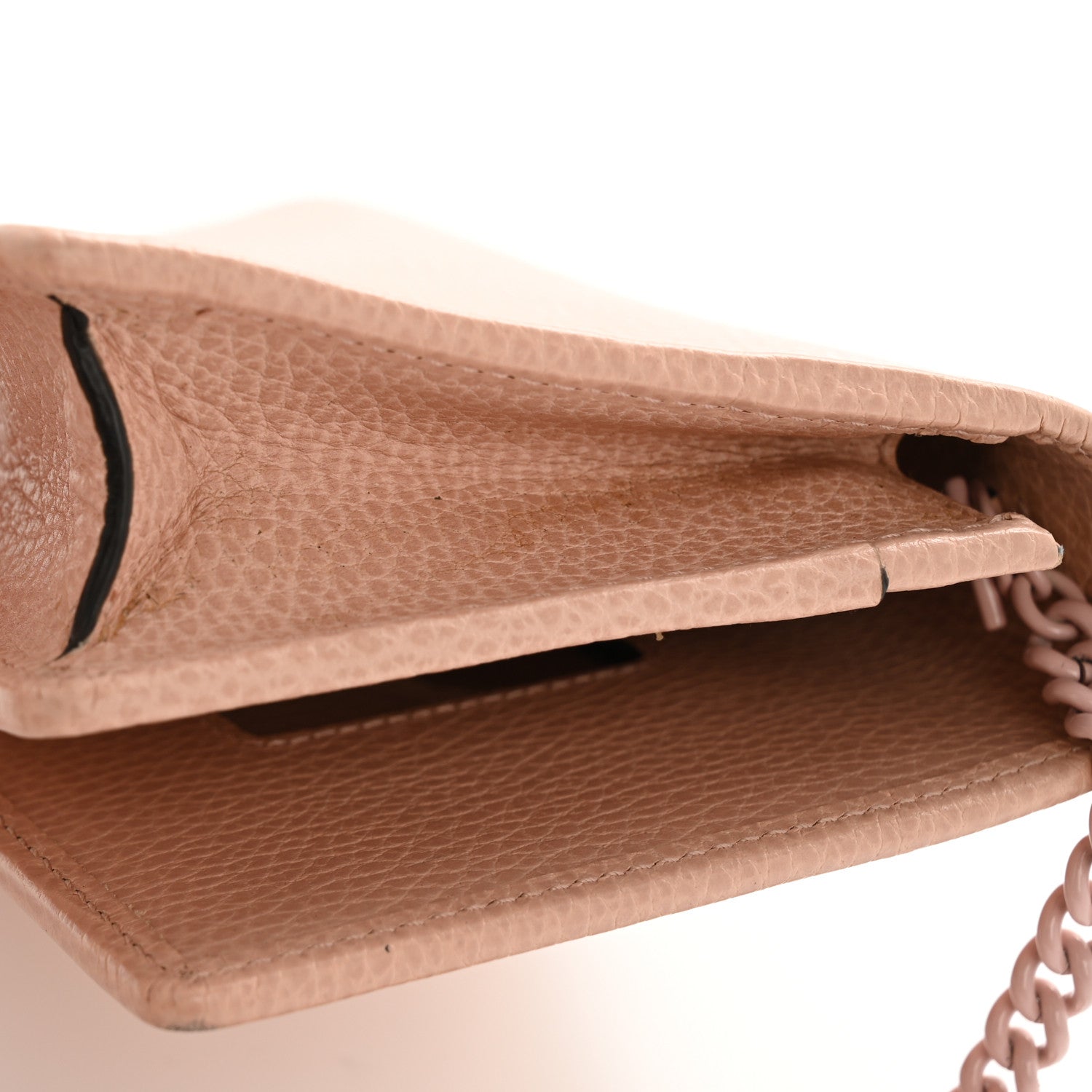 Gucci Dollar Calfskin Enamel Monochrome Mini GG Marmont Chain Wallet Perfect Pink 12 of 13