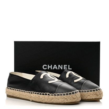 Chanel Lambskin CC Espadrilles 37 Black White Dark Grey 11 of 11