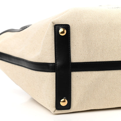 Burberry Cotton Soft Canvas Calfskin Medium Belt Tote Natural Black 8 of 9