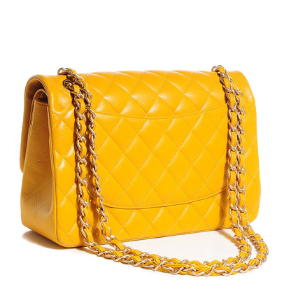 Chanel Lambskin Jumbo Double Flap Yellow 3 of 10