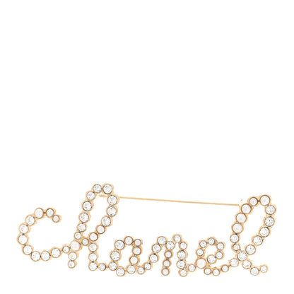 Chanel Metal Glass Swirling Pearls Brooch Pin Gold 1 of 6