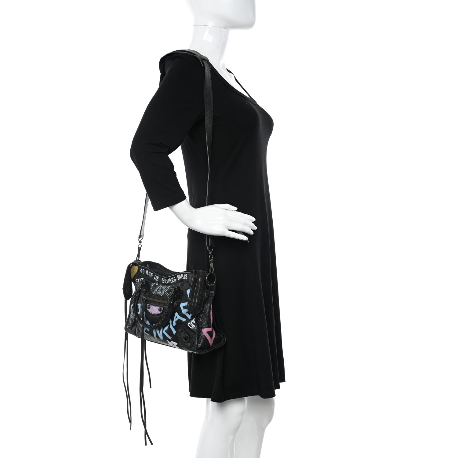 Balenciaga Agneau Graffiti All Over Classic Hardware S City Black Multicolor 2 of 12