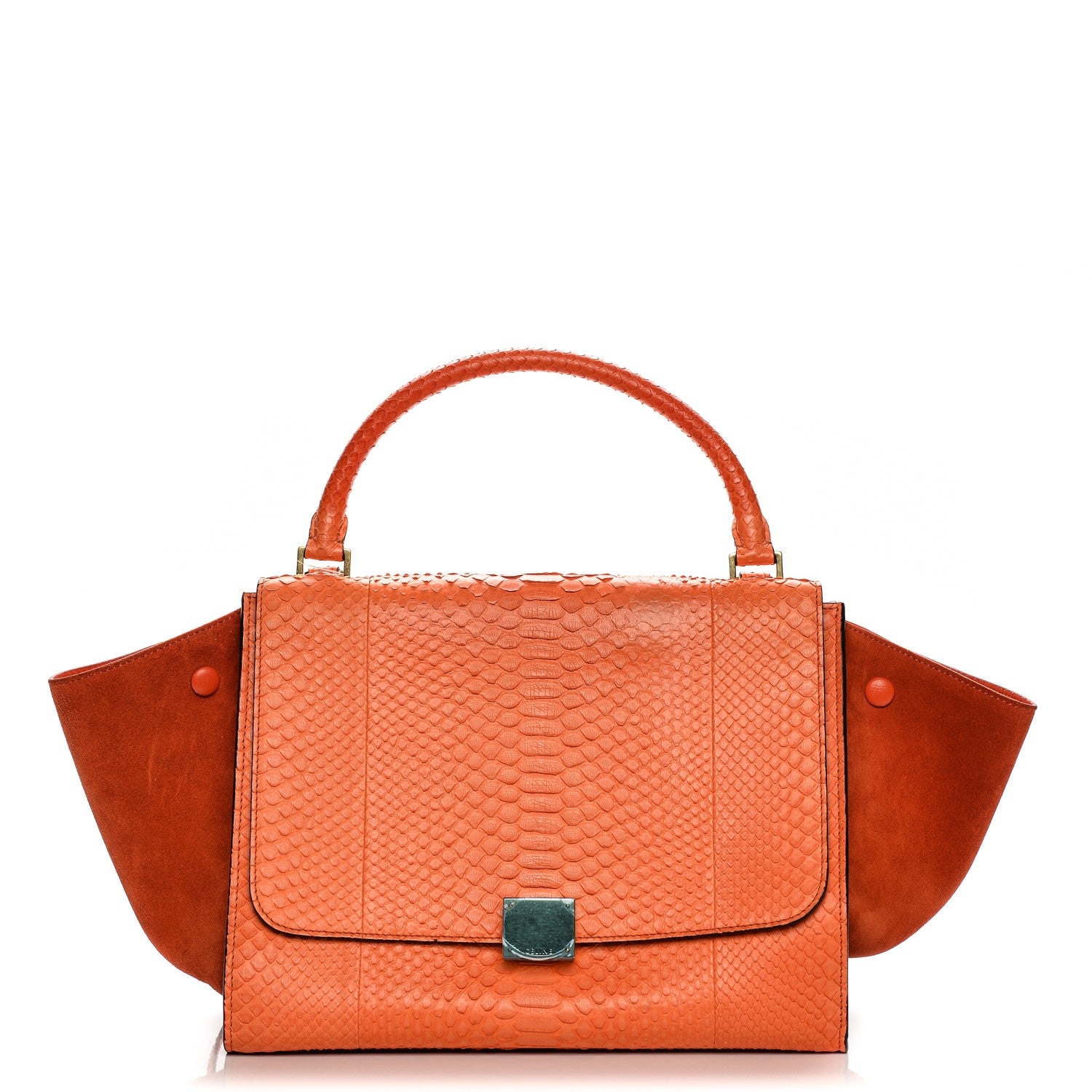 Celine Python Suede Medium Trapeze Fluo Orange 1 of 6