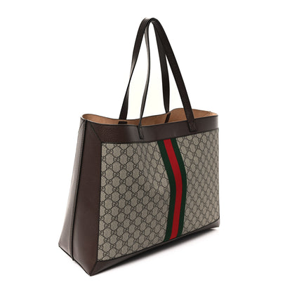 Gucci GG Supreme Monogram Web Ophidia Tote Brown 4 of 12