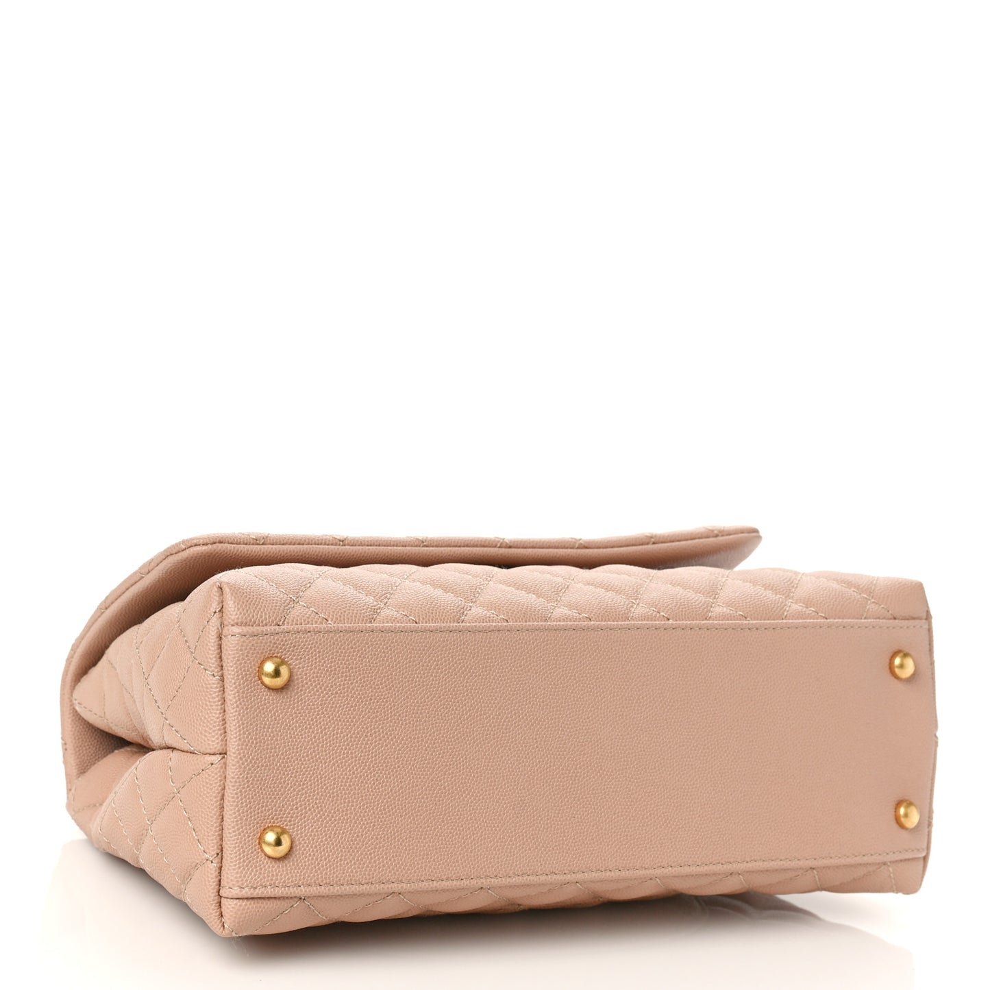 Caviar Quilted Small Coco Handle Flap Beige