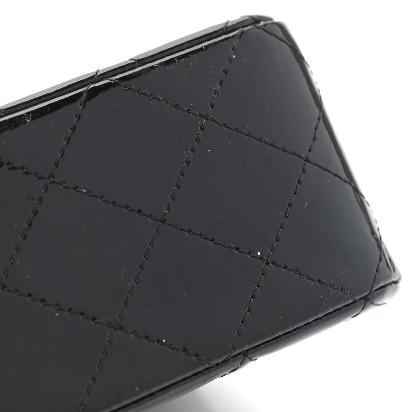 Patent Quilted Medium Double Flap Black